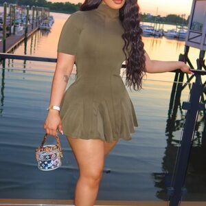 Elegant Olive Green Women's Dress